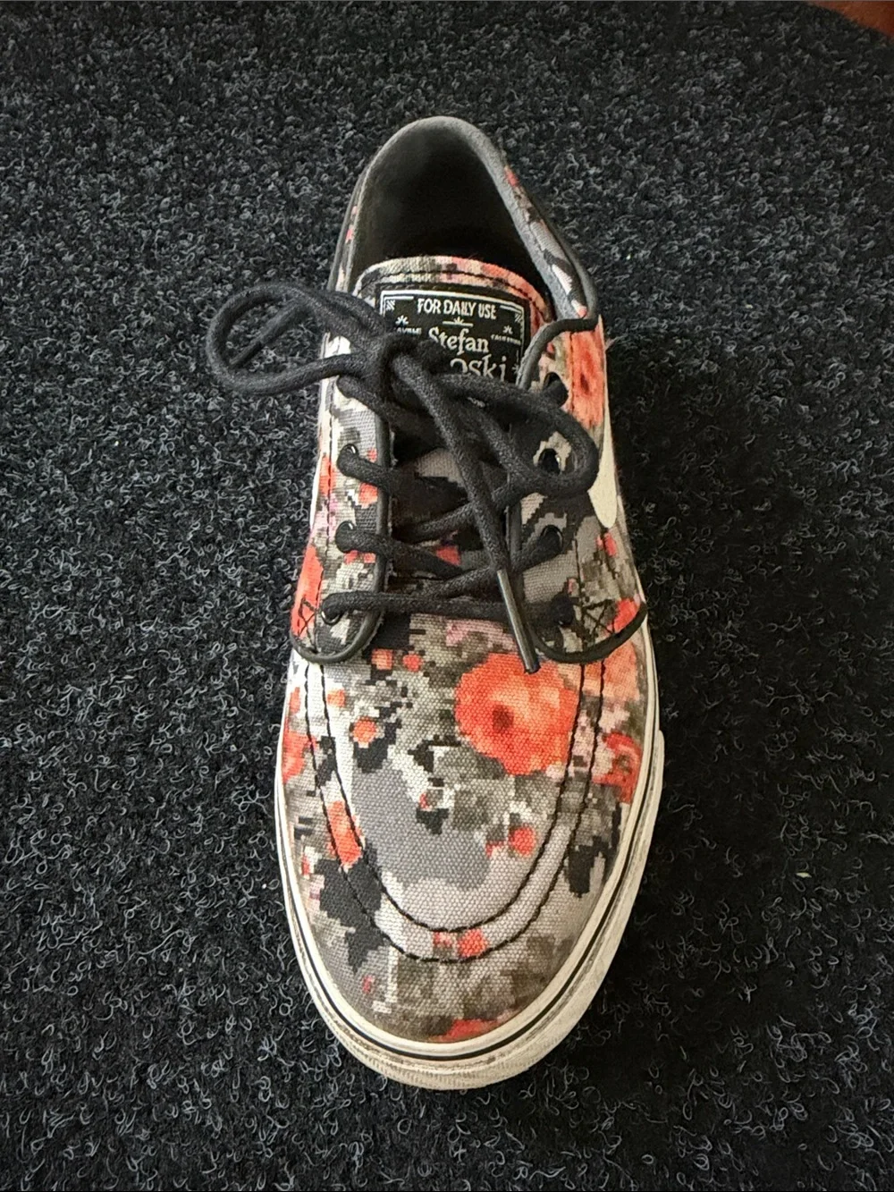 Nike Stefan Janoski Digi Floral Canvas Sneakers - Black & Orange